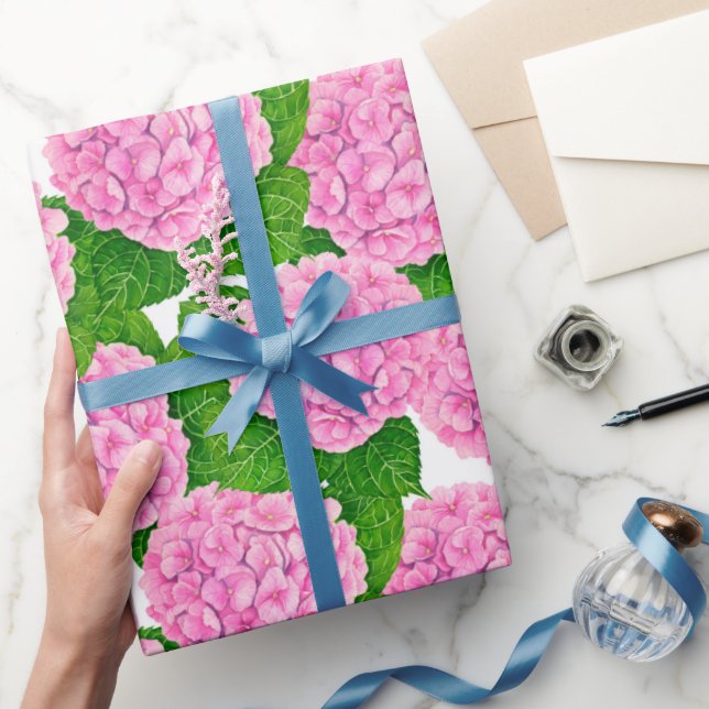 Papier Cadeau Papier d'emballage motif Hydrangea waterolor (Cadeaux)