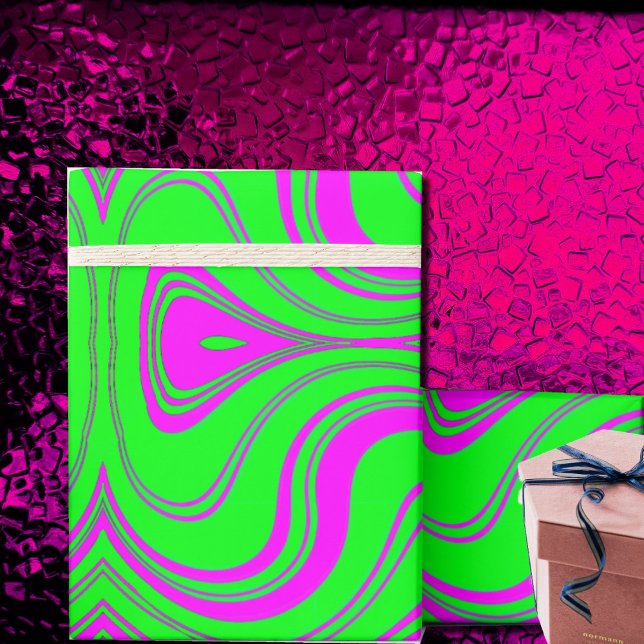 Papier Cadeau papier d'emballage motif moderne des ondes fluores (Créateur téléchargé)