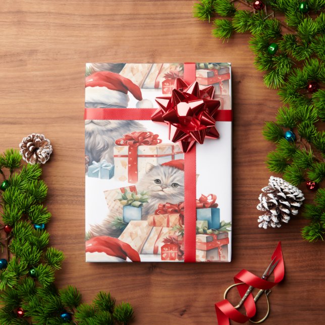 Papier Cadeau Papier d'emballage Noël Festive cat (Cadeau de vacances)