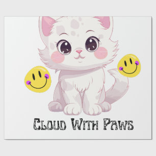 Papier Cadeau "Papier d'emballage Nuage aux pattes Chat mignon e