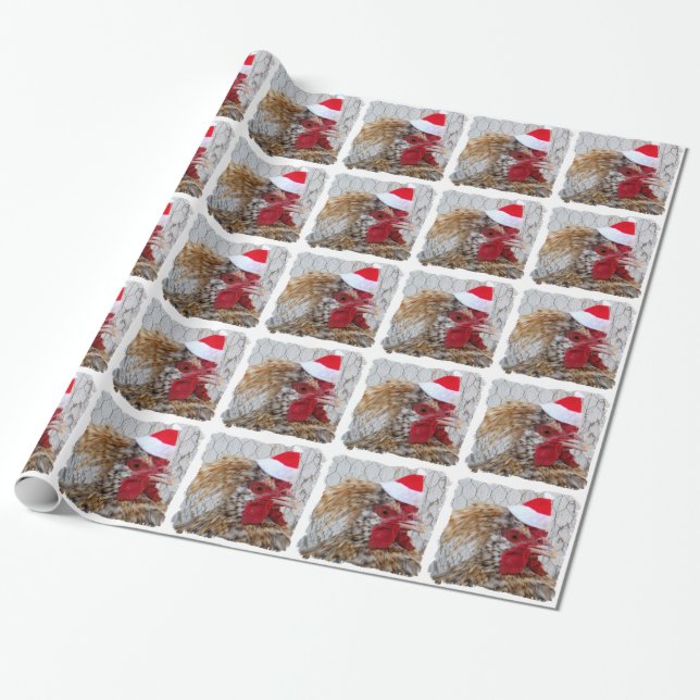 Papier Cadeau Papier d'emballage - poulet de Père Noël (Déroulé)