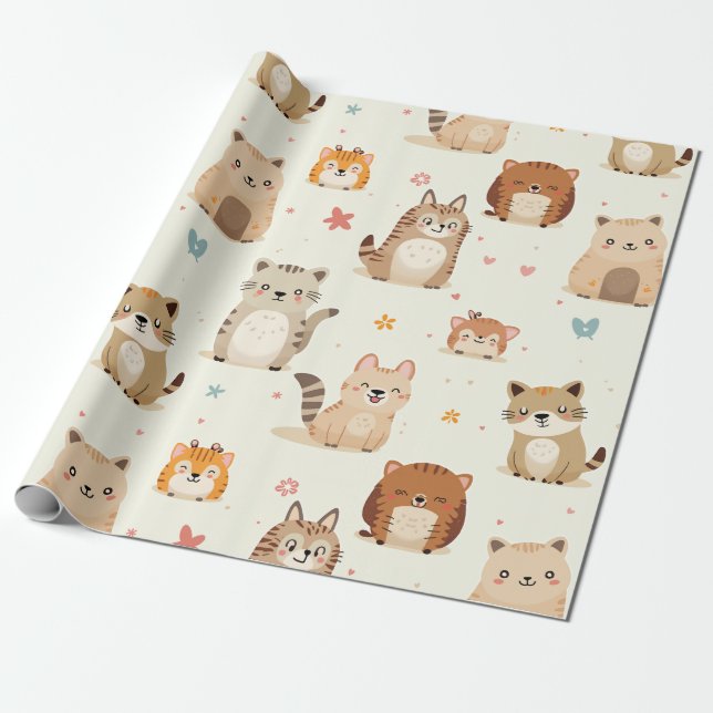 Papier Cadeau papier d'emballage pour animaux mignons (Déroulé)