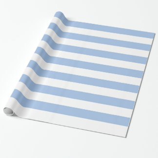Papier Cadeau Papier d'emballage rayé blanc et bleu-clair