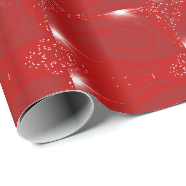 Papier Cadeau Papier d'emballage Red Swirls (Coin rond)