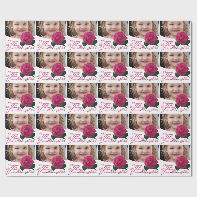 Papier Cadeau Papier d'emballage rose de petite-fille de joyeux (Plat)