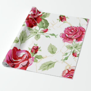 Papier Cadeau Papier d'emballage rouge rose et blanc classique