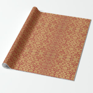 Papier Cadeau Papier d'emballage Royal Floral rouge et or