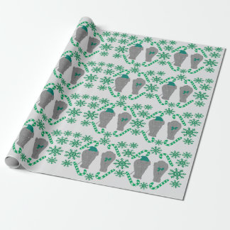 Papier Cadeau Papier d'emballage vert de Noël éléphant