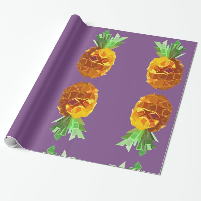Papier Cadeau Papier d'enrobage à ananas violet (Déroulé)