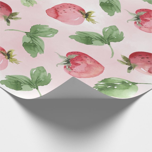 Papier Cadeau Papier d'enrobage aux fraises roses (Coin)