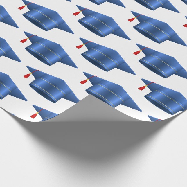 Papier Cadeau Papier d'enrobage bleu Tassle Cap Graduation (Coin)