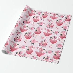Papier Cadeau Papier d'enrobage de Flamant rose