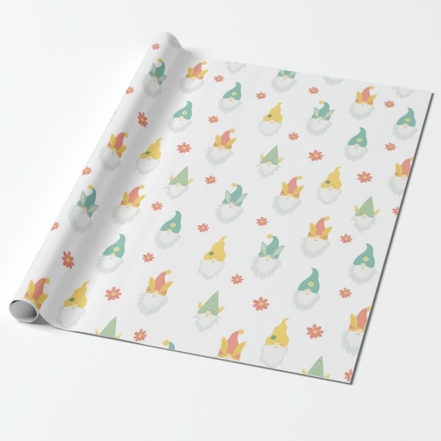 Papier Cadeau Papier d'enrobage de Gnomes de jardin (Déroulé)