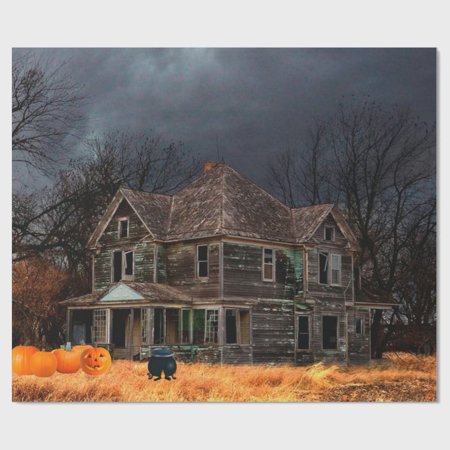 Papier Cadeau Papier d'enrobage de maison hanté (Plat)