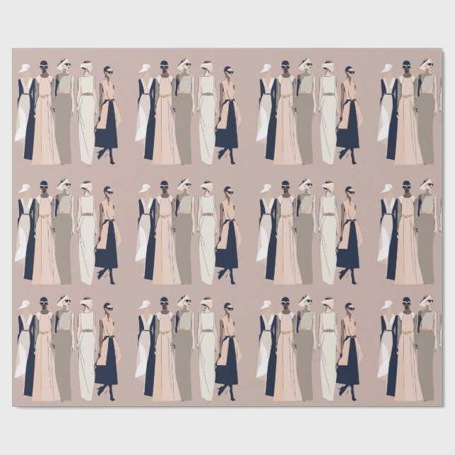 Papier Cadeau Papier d'enrobage d'illustration de mode contempor (Plat)