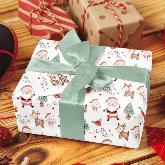 Papier Cadeau Papier d'enrobage père Noël Pôle Nord (Celebrate the holidays with this cute North Pole Santa wrapping paper! )