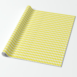 Papier Cadeau Papier d'enveloppement à arlequin jaune et blanc m