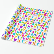 Papier d'enveloppement alphabétique ABC Arc en cie