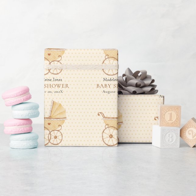 Papier Cadeau Papier d'enveloppement Baby shower aquarelle (Baby Shower)