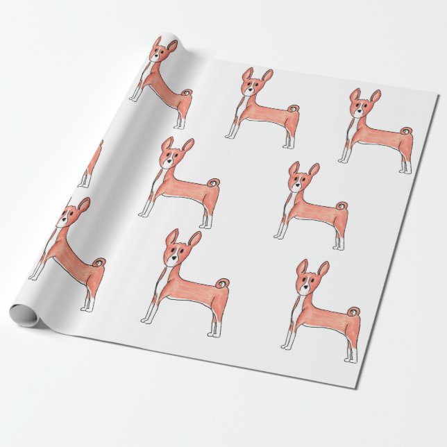 Papier Cadeau Papier d'enveloppement Basenji, cadeaux pour anima (Déroulé)