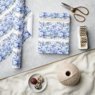 Papier Cadeau Papier d'enveloppement bleu monochrome