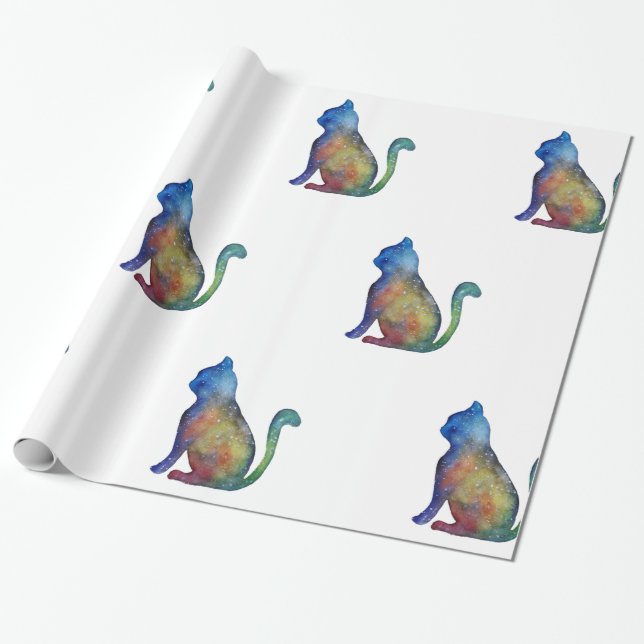 Papier Cadeau Papier d'enveloppement brillant Star Cat, 30 po x  (Déroulé)