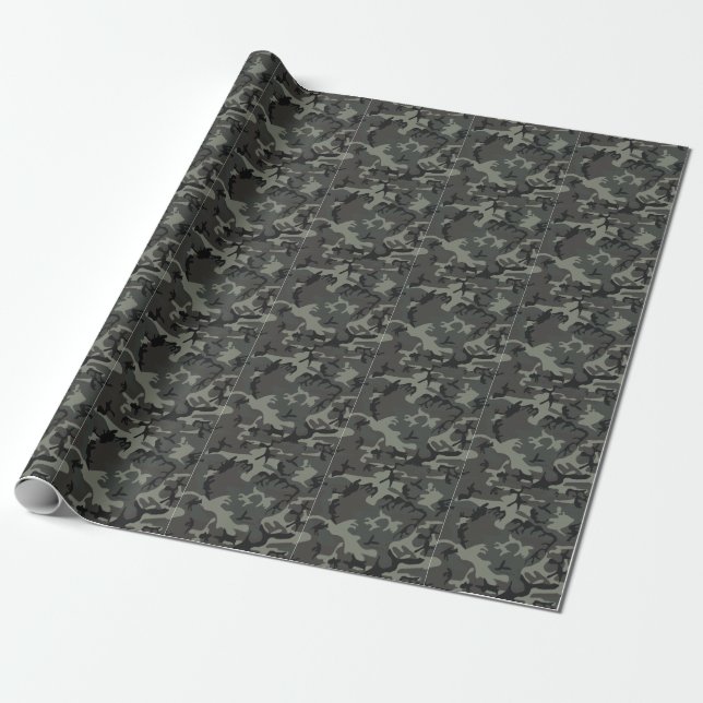 Papier Cadeau Papier d'enveloppement camouflage gris (Déroulé)