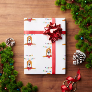 Papier Cadeau Papier d'enveloppement d'anniversaire de Basset Ho