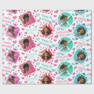 Papier Cadeau Papier d'enveloppement d'anniversaire pour filles 
