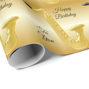 Papier Cadeau Papier d'enveloppement d'anniversaire saxophone
