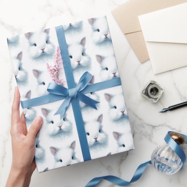 Papier Cadeau Papier d'enveloppement d'aquarelle bleu doux Bunny (Cadeaux)