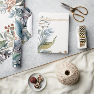 Papier Cadeau Papier d'enveloppement d'aquarelle de feuillage ve