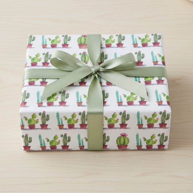 Papier Cadeau Papier d'enveloppement de Cactus (Playful Cactus Art Wrapping Paper)
