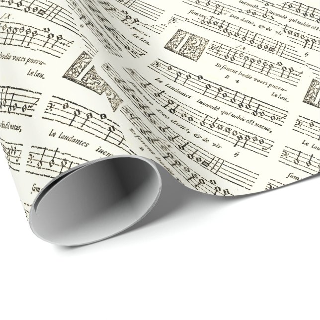 Papier Cadeau Papier d'enveloppement de carol de Noël médiéval (Coin rond)