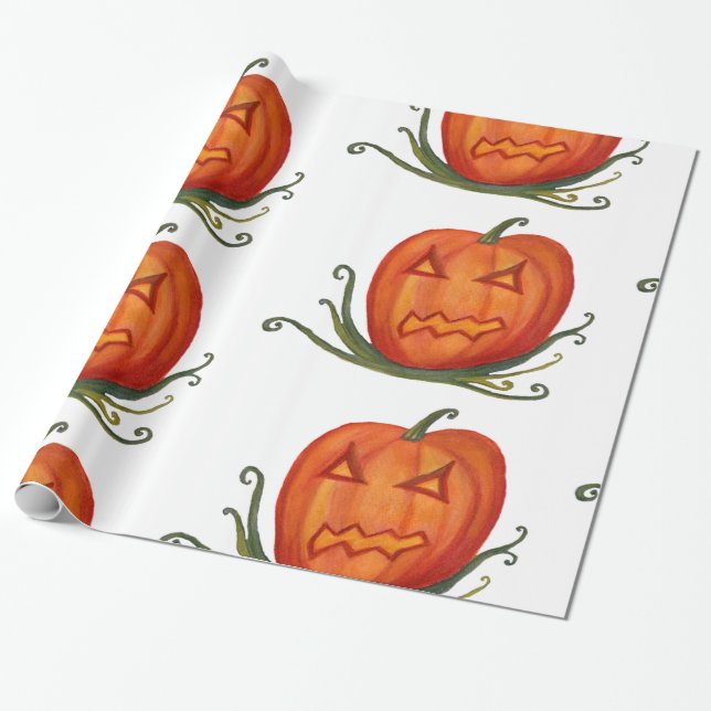 Papier Cadeau Papier d'enveloppement de citrouilles d'Halloween (Déroulé)