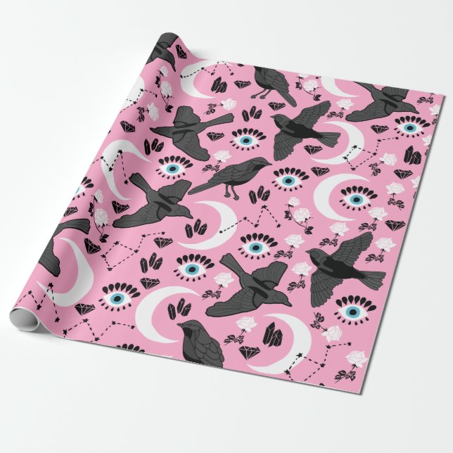 Papier Cadeau  Papier d'enveloppement de corbeau noir (Déroulé)