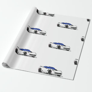 Papier Cadeau Papier d'enveloppement de corvette C7 blanc