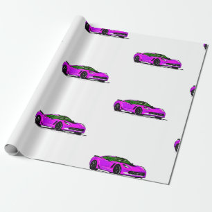 Papier Cadeau Papier d'enveloppement de corvette rose C7