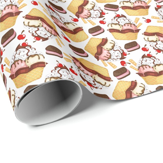 Papier Cadeau Papier d'enveloppement de crème glacée (Coin rond)