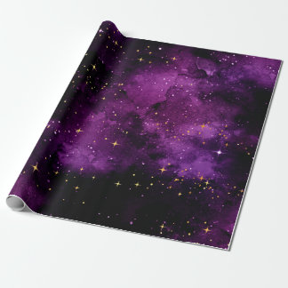 Papier Cadeau Papier d'enveloppement de galaxie violette de 6 pi