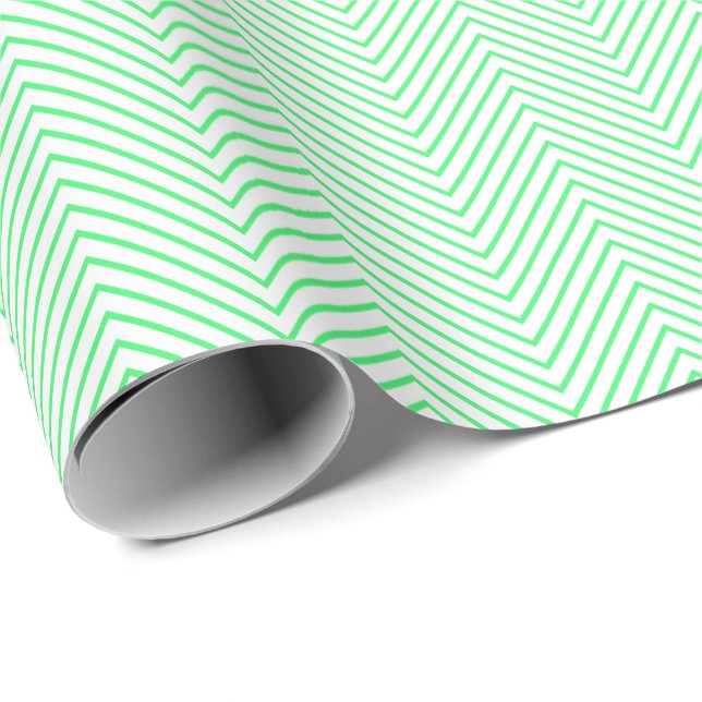 Papier Cadeau Papier d'enveloppement de ligne Chevron - Vert cla (Coin rond)