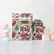 Papier d'enveloppement de loup festif