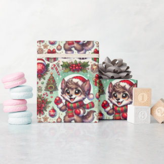 Papier Cadeau Papier d'enveloppement de loup festif