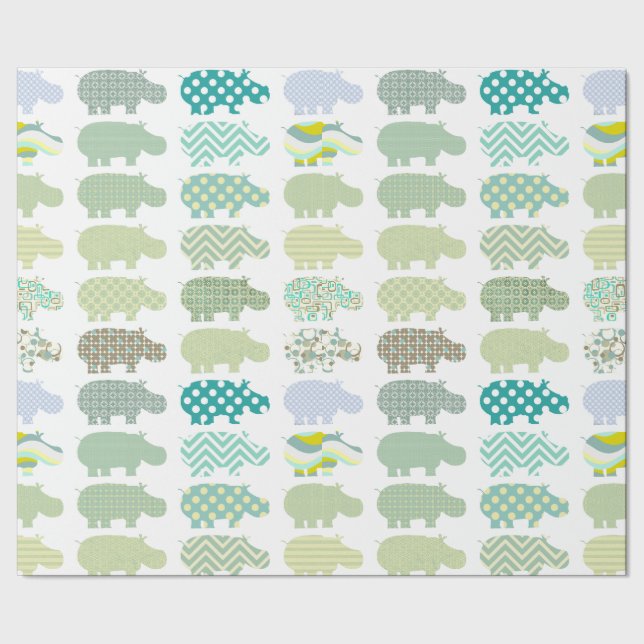 Papier Cadeau Papier d'enveloppement de maçonnerie Hippo Mint (Couture)