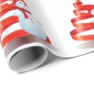 Papier Cadeau Papier d'enveloppement de matte de Noël Snowman