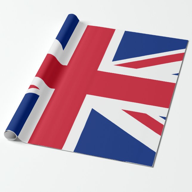Papier Cadeau Papier d'enveloppement de matte Union Jack, 30 po  (Déroulé)