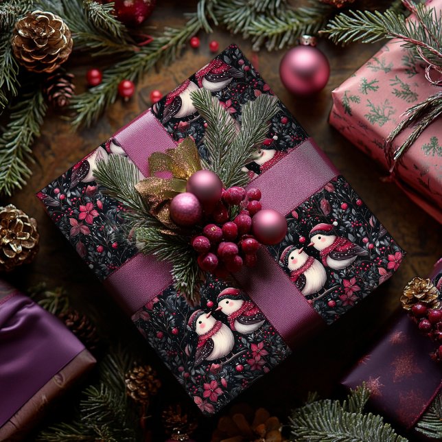 Papier Cadeau Papier d'enveloppement de Noël à la florale violet (Créateur téléchargé)