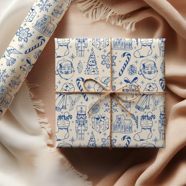 Papier Cadeau Papier d'enveloppement de Noël aux griffes bleues (Créateur téléchargé)