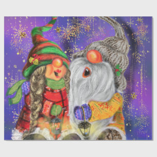 Papier Cadeau Papier d'enveloppement de Noël avec des Gnomes heu