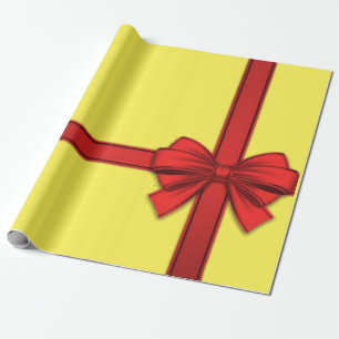 Papier Cadeau Papier d'enveloppement de Noël Bow rouge jaune